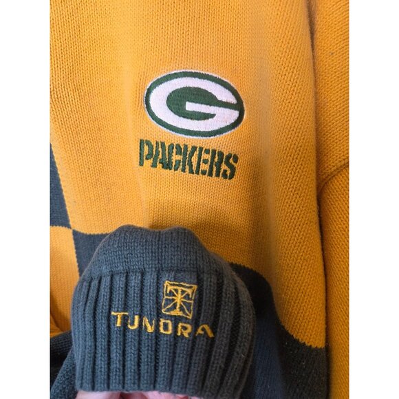 VTG Green Bay Packers Color Block Sweater XL Tundra Sport Canada 100% Cotton - Picture 2 of 8